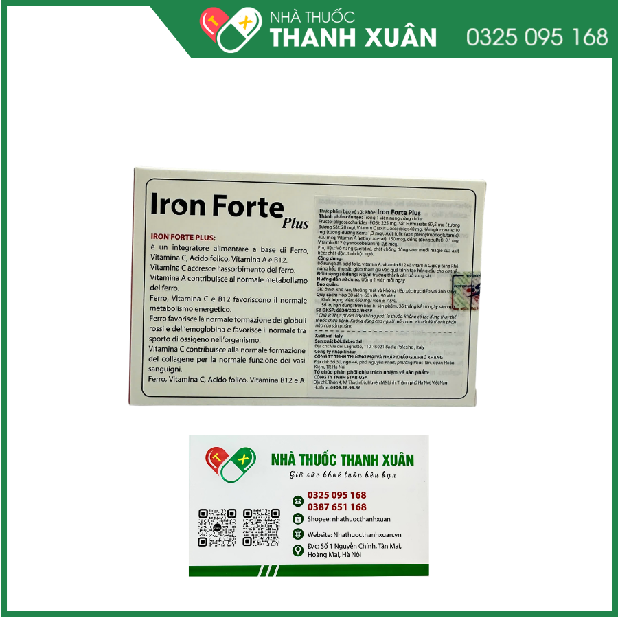 Iron Forte Plus - Bổ sung Sắt, acid folic, vitamin A, vitamin B12 và vitamin C